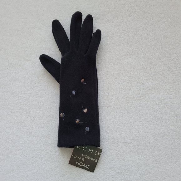 ECHO | Vintage Embroidered Floral Gloves NEW Ladies Small Black - Picture 12 of 12